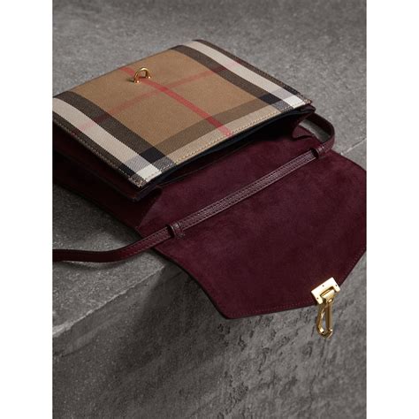 burberry small leather house check crossbody bag mahogany red|Burberry Macken Small Mahogany Red House Check Derby .